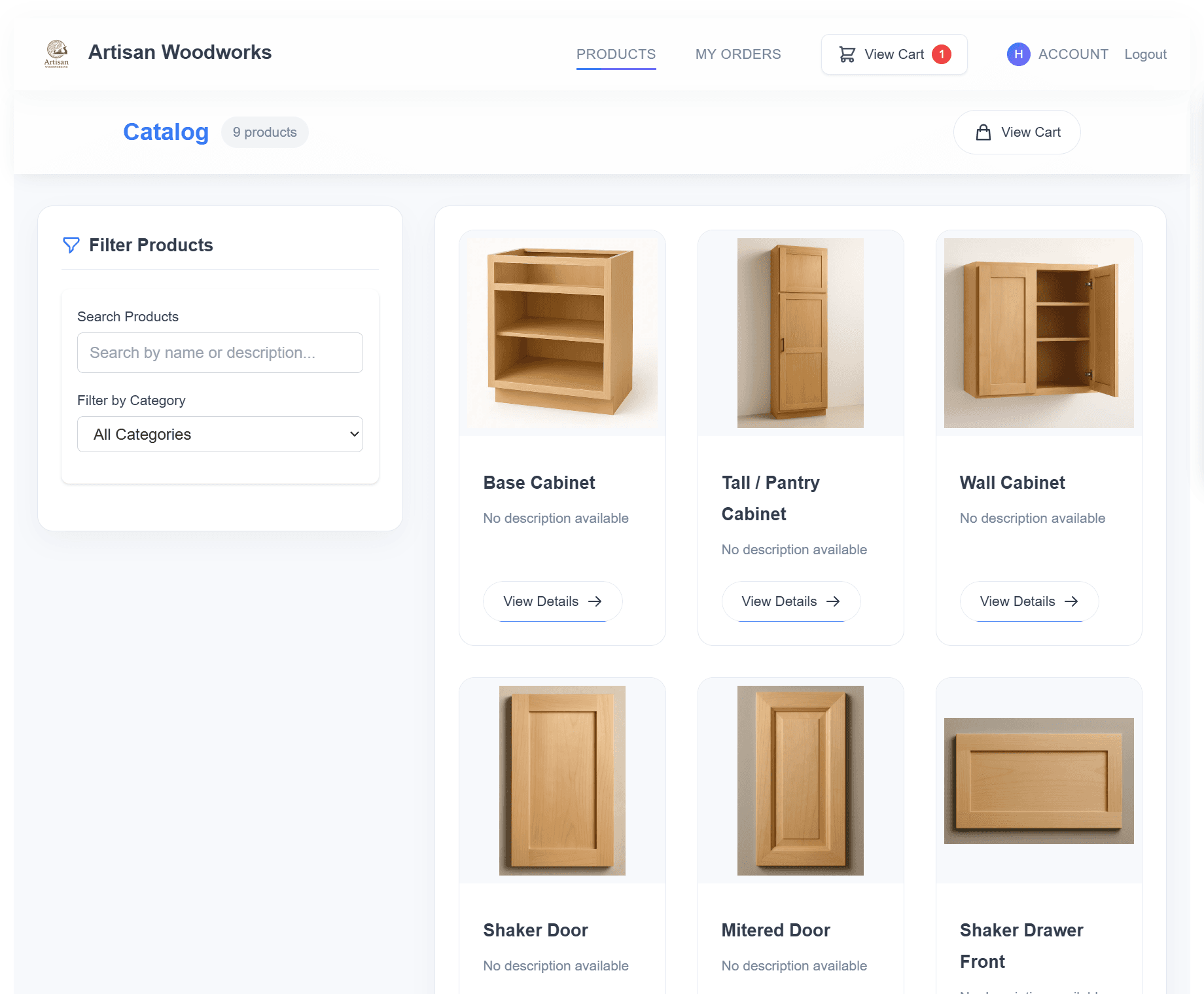 TimberCloud Storefront — Product Catalog